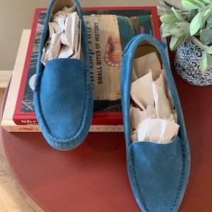 M. Gemi blue suede riding loafers 8M